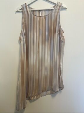 cleo Striped Sheer Asymmetrical Camisole - Cream, Tan